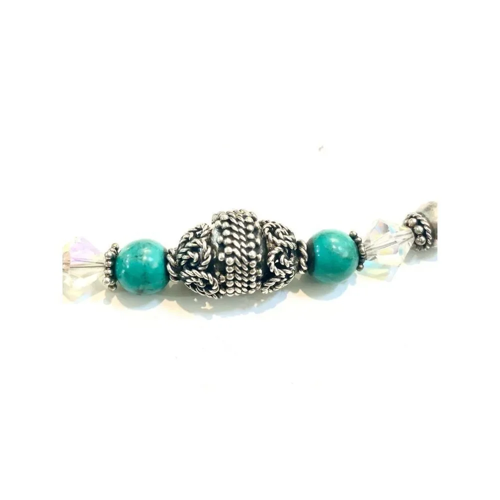 Vintage Turquoise Howlite with Bali Sterling Silver Findings Bracelet #southwest